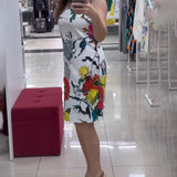 Robe élégante sans manches à imprimé floral