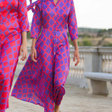 Robe chemise col V manches 3/4