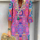Robe à manches 3/4 à imprimé géométrique