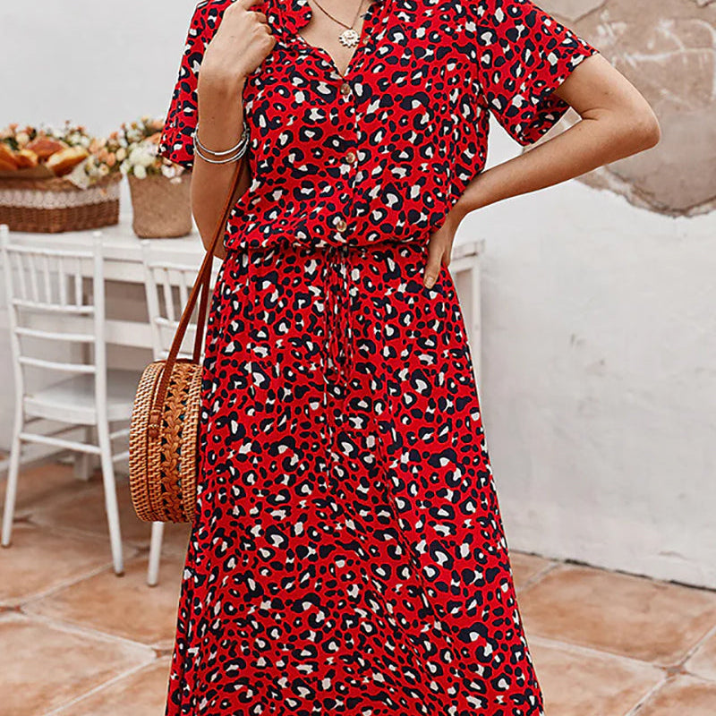 Robe col V avec imprimé pois