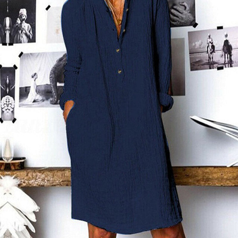 Robe de couleur unie à manches longues