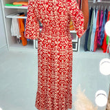 Robe longue imprimée rouge