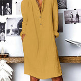 Robe de couleur unie à manches longues