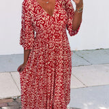Robe longue imprimée rouge