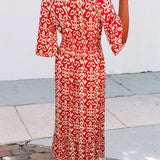 Robe longue imprimée rouge