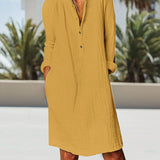 Robe de couleur unie à manches longues
