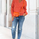 Pulls à col en V de couleur unie