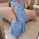 Robe col V à imprimé fleuri