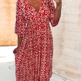 Robe longue imprimée rouge