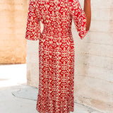 Robe longue imprimée rouge