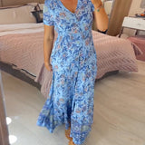 Robe col V à imprimé fleuri