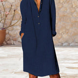 Robe de couleur unie à manches longues