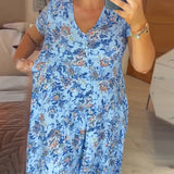 Robe col V à imprimé fleuri