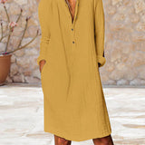 Robe de couleur unie à manches longues