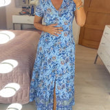 Robe col V à imprimé fleuri