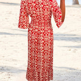Robe longue imprimée rouge