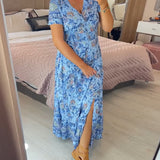 Robe col V à imprimé fleuri
