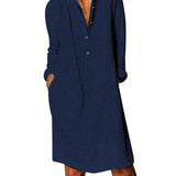 Robe de couleur unie à manches longues