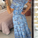 Robe col V à imprimé fleuri