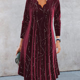 Robe élégante à manches longues et col en V