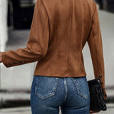 Veste élégante à double boutonnage de couleur unie