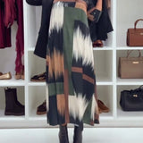 Robe Tendance Imprimée À Col Rond Et Manches Longues