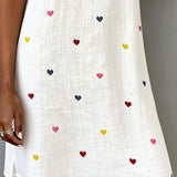 Robe Colorée À Imprimé Cœur Et Col En V