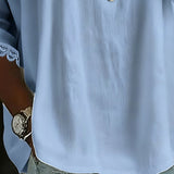 Blouse Dentelle Insérée Col Claudine