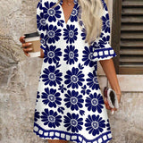 Robe Droite Élégante avec Imprimé Floral