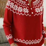 Pull Flocon De Neige Jacquard Demi-Ouvert