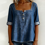 Marceline | Chemise denim col carré