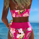 Bikini Contraste Floral Fendu
