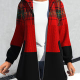Manteau zippé à capuche à carreaux