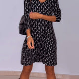 Robe col V imprimé losanges