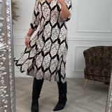Robe à revers imprimé et fente latérale