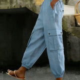 Pantalon Décontracté Cordon Poches Cargo