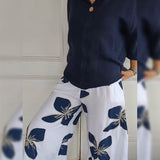 Ensemble Col Rond Décontracté Pantalon Imprimé