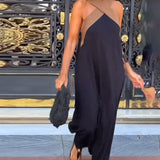 Robe Elegante Croix Dos Sans Dos Avec Couleur Contrastée