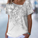 T-shirt col V à imprimé fleuri
