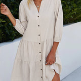 Robe à carreaux à col montant