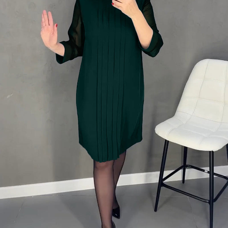 Robe plissée en maille patchwork de couleur unie