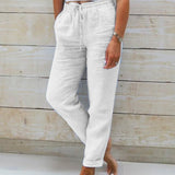 Pantalon décontracté à jambe droite de couleur unie