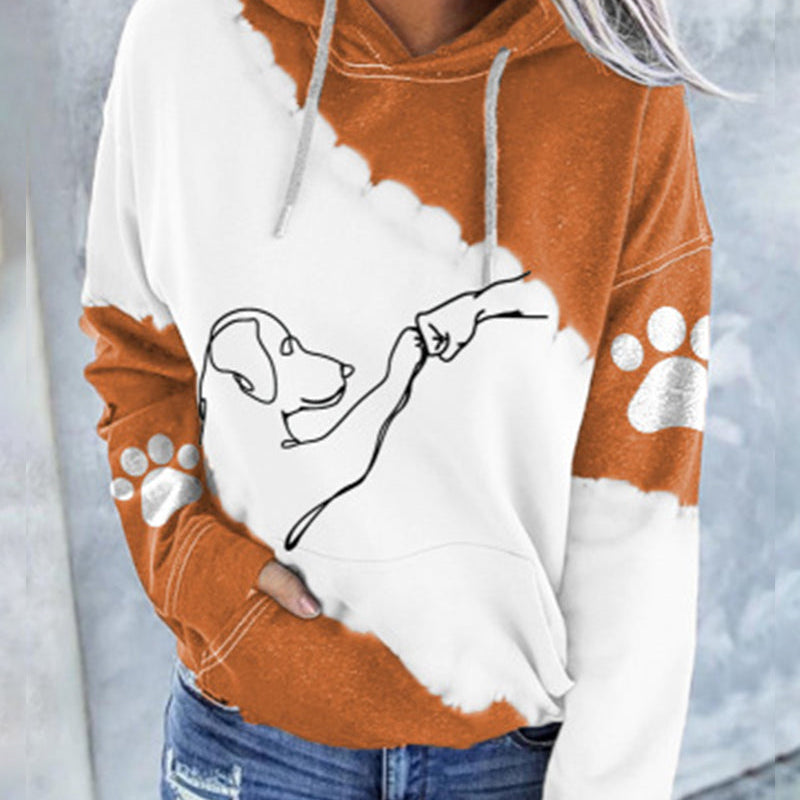 Sweat à capuche à manches longues et imprimé bloc de couleur