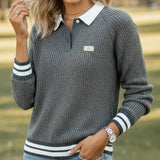 Pull Col Chemise Contrasté