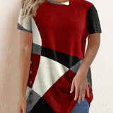 T-shirt contrasté à imprimé géométrique