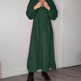 Robe élégante à col en V et manches longues