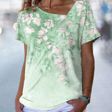 T-shirt col V à imprimé fleuri