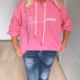 Sweats à capuche amples à imprimé ancre