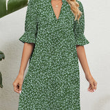 Robe verte à fleurs pour femmes