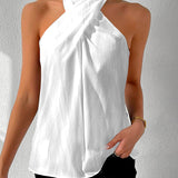 Débardeur Mode Halter Couleur Unie